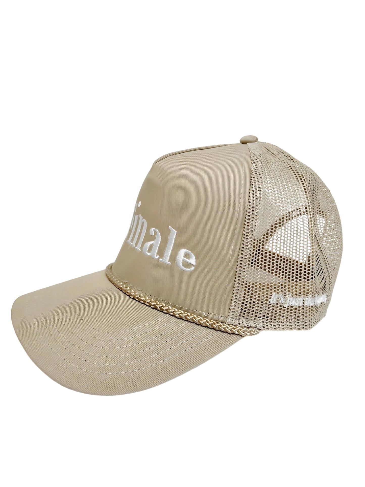 Khaki Trucker Hat with White