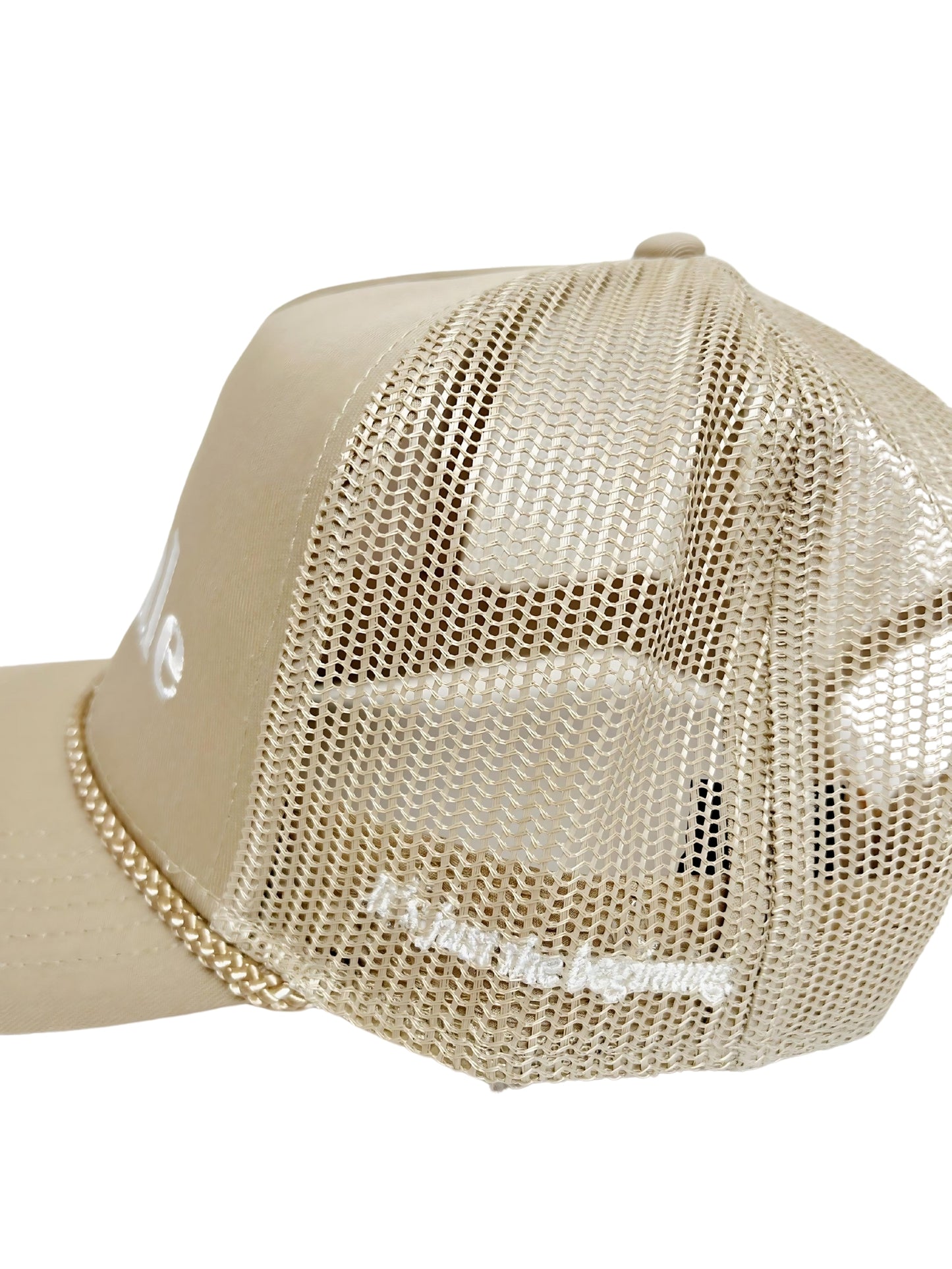 Khaki Trucker Hat with White