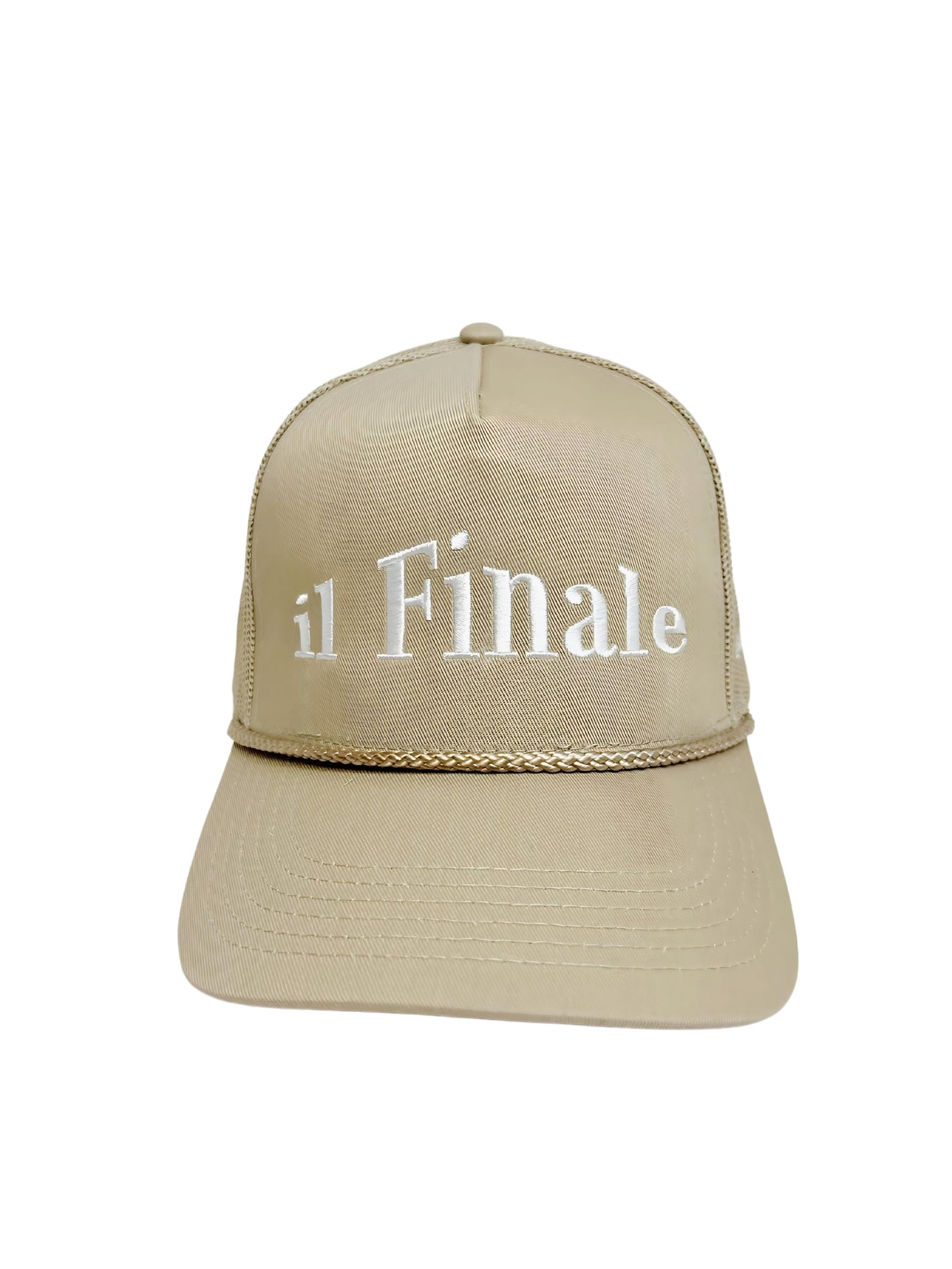 Khaki Trucker Hat with White