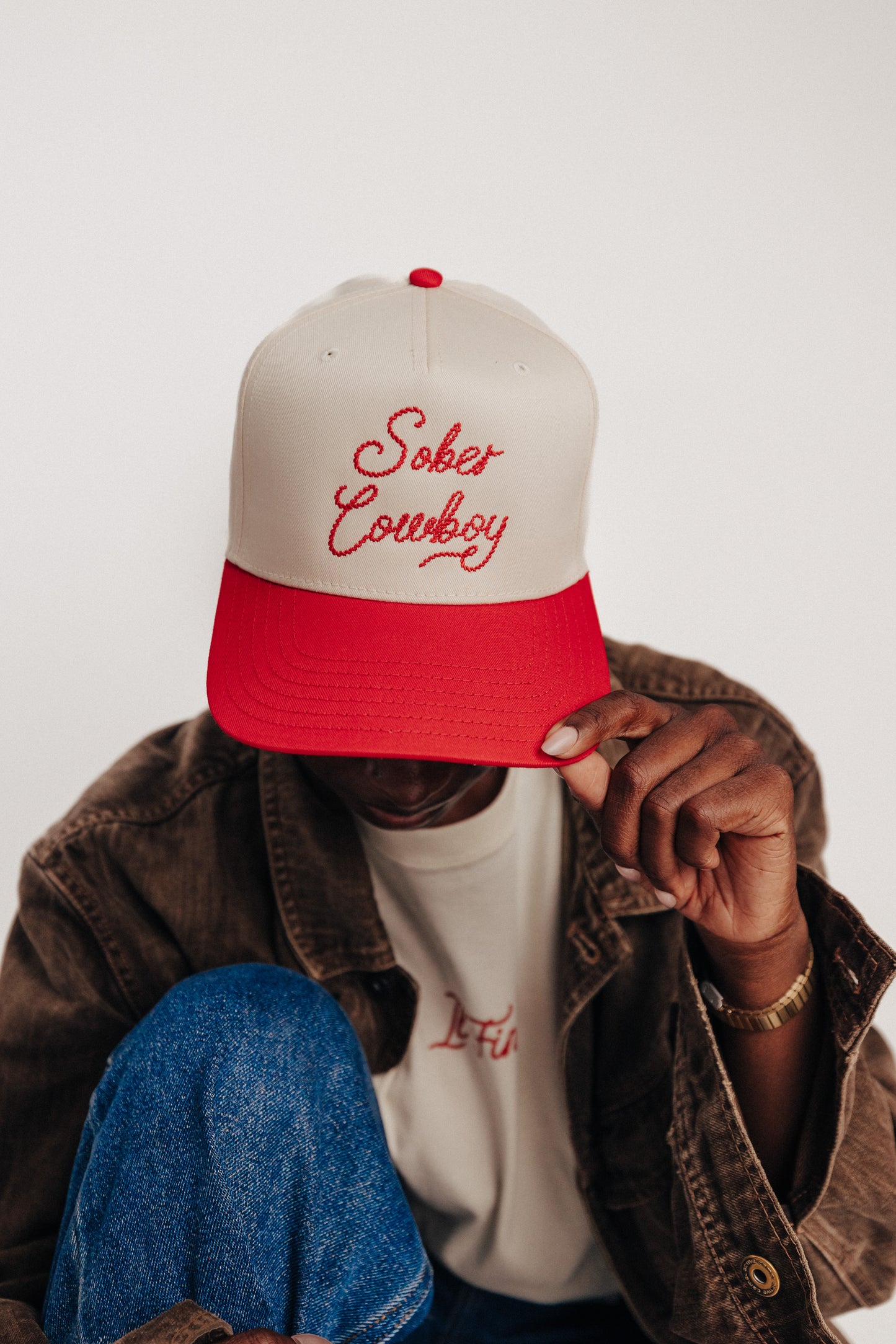 Sober Cowboy Rope Hat: Red & Natural