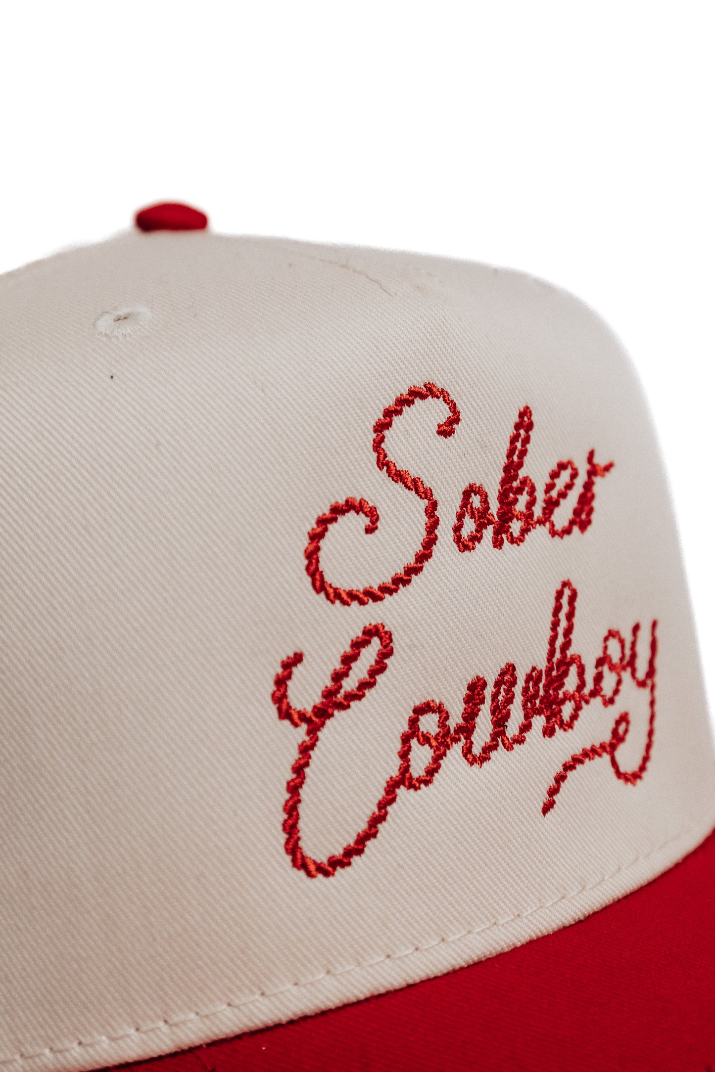 Sober Cowboy Rope Hat: Red & Natural